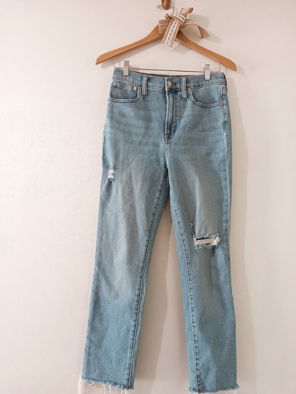 Madewell Perfect Vintage Jean High Rise Distressed Frayed Hem Blue Jeans Size 27
